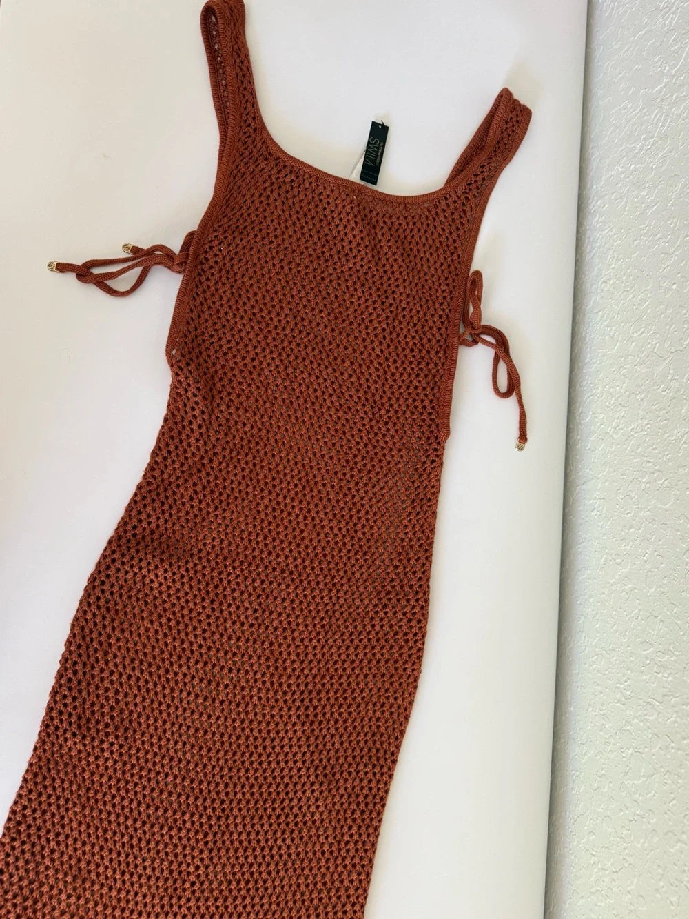 NWT Victoria's Secret Rust Open-Knit Swim Coverup with Side Ties